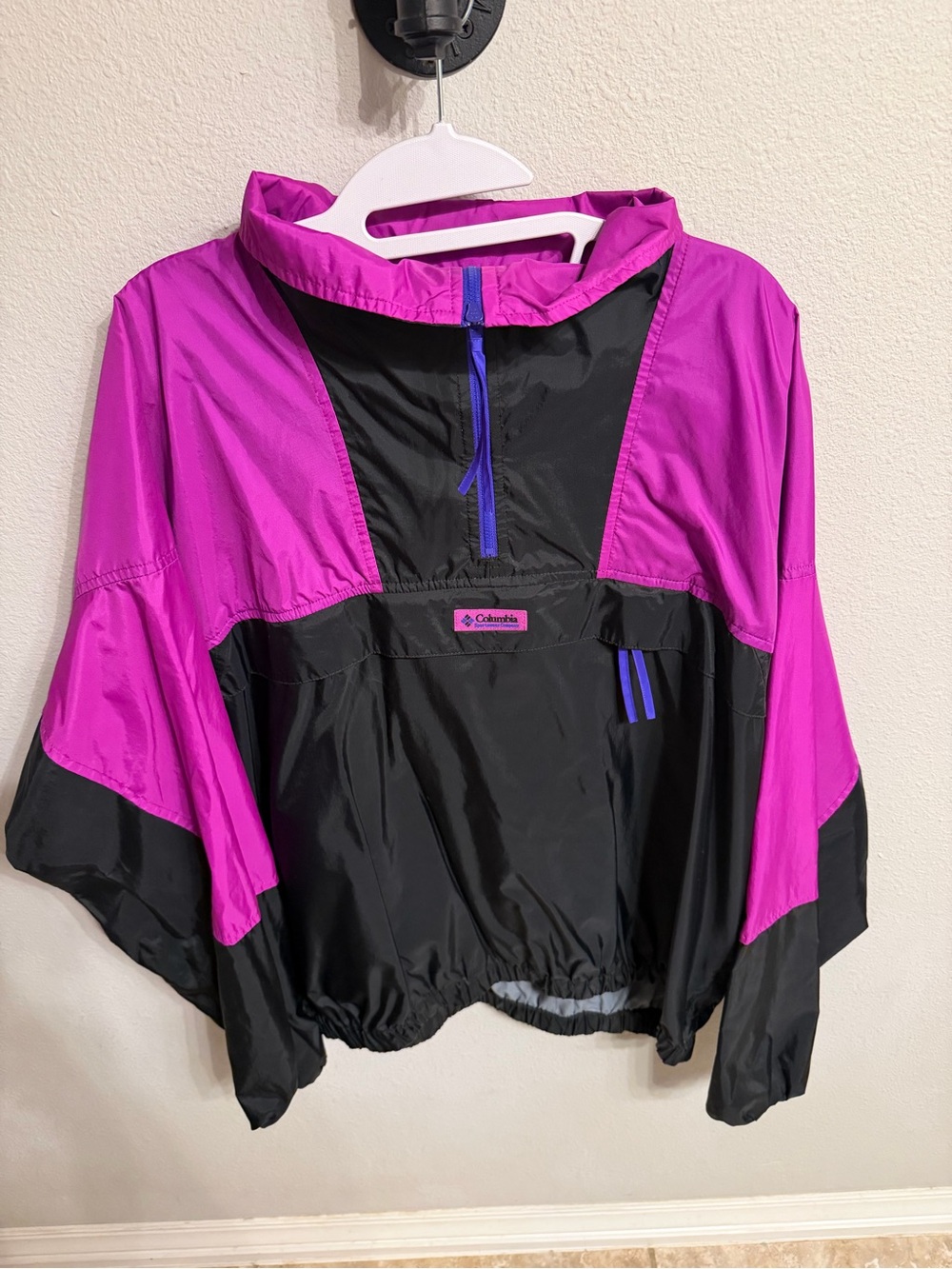 Vintage Columbia Black & Magenta Pullover Utility Jacket